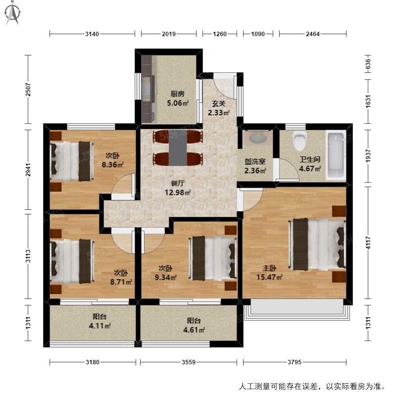 钱塘玫瑰湾4室1厅户型图